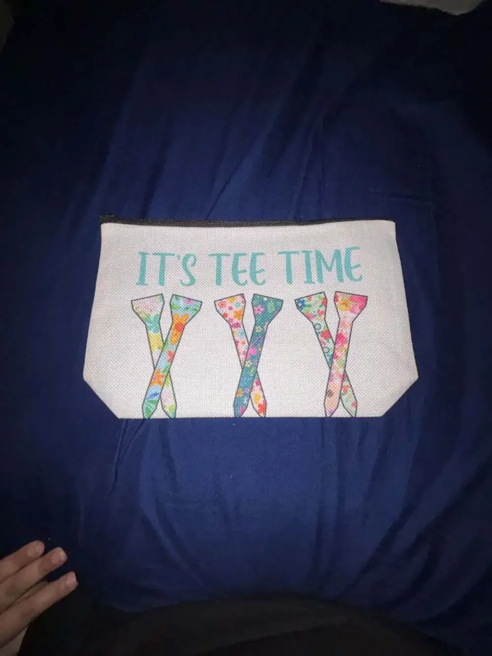It's Tee Time Floral Golf Tee Zipper Cosmetic Pouch